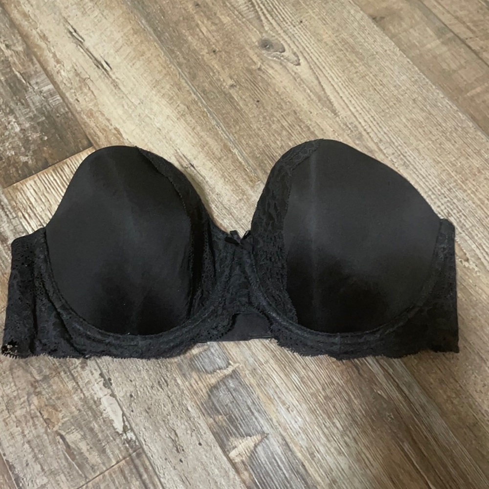 Victoria Secret Black Underwire Strapless Bra 34D